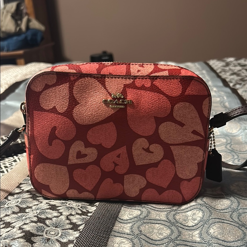 Coach Mini Camera Heart Print Women's Bag